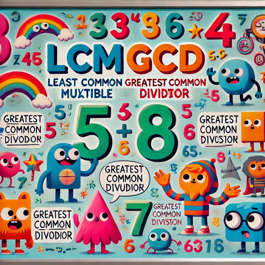 LCM, GCD, numbers, interesting illustrations.