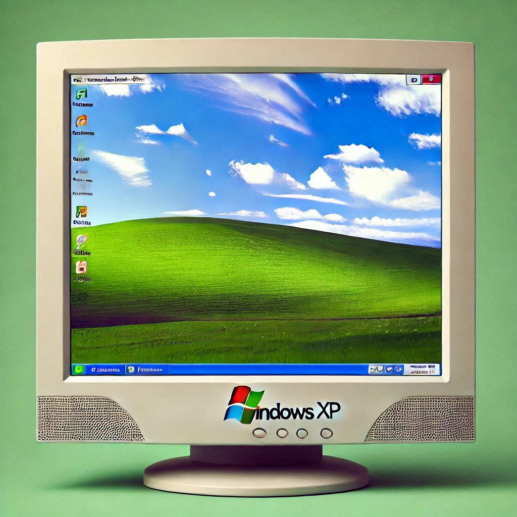 Old computer with Windows XP operating system.